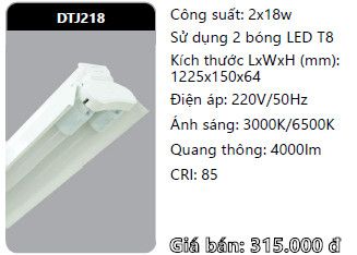  máng đèn công nghiệp duhal 1m2 2 bóng 1m2 2x18w DTJ218 