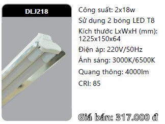 máng đèn công nghiệp duhal 1m2 đôi 2 bóng 1m2 2x18w DLJ218