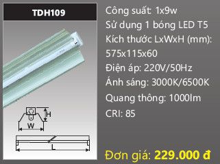 máng đèn công nghiệp duhal 6 tấc 9w TDH109