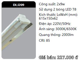 máng đèn công nghiệp duhal đôi 0,6, 6 tấc 2 bóng 9w DLJ209