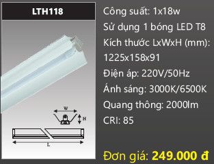  máng đèn công ngiệp duhal 1m2 18w LTH118 