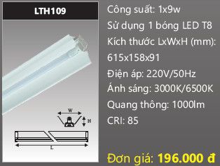  máng đèn công ngiệp duhal 6 tấc 0,6m 9w LTH109 