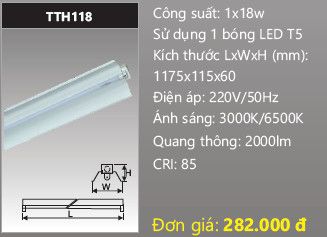  máng đèn đôi công nghiệp duhal 1m2 18w TTH118 