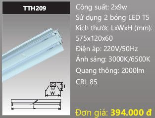  máng đèn đôi công nghiệp duhal 2x9w TTH209 