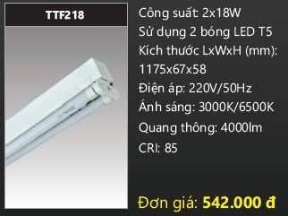 máng đèn đôi duhal 2x18w TTF218