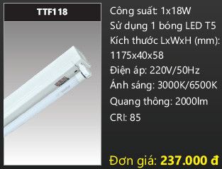  máng đèn duhal 1m2 18w TTF118 