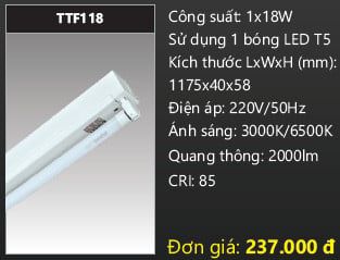 máng đèn duhal 1m2 18w TTF118