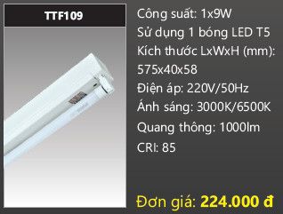  máng đèn duhal 6 tấc 0,6m 9w TTF109 