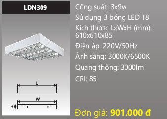  máng đèn lắp nổi duhal 3 bóng 6 tấc 3x9w LDN309 