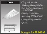  máng đèn phản quang âm trần duhal 4 bóng 1m2 4x18w LCA418 