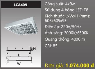 máng đèn phản quang âm trần duhal 4 bóng 6 tấc 4x9w LCA409