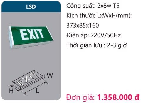  ĐÈN EXIT THOÁT HIỂM DUHAL LSD 2x8w T5 