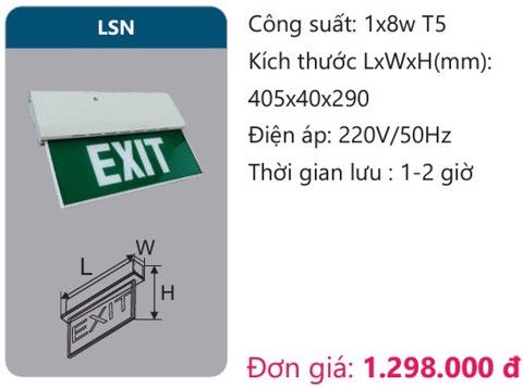  ĐÈN EXIT THOÁT HIỂM DUHAL LSN 1x8W T5 