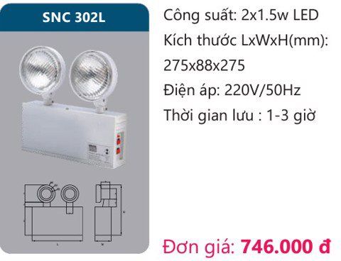  ĐÈN KHẨN CẤP DUHAL 3W SNC302L / SNC 302L ( ĐÈN SẠC LED ) 