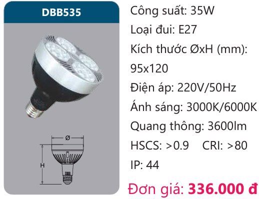  BÓNG ĐÈN LED SPORTLIGHT CHIẾU ĐIỂM E27 DUHAL 35W DBB535 