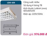  MÁNG ĐÈN ÂM TRẦN CHÓA PHẢN QUANG 600X600 (60X60) 4 BÓNG ĐÈN 4X9W DUHAL LDA 420 