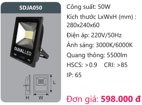 ĐÈN PHA LED DUHAL 50W SDJA050 / SDJA050