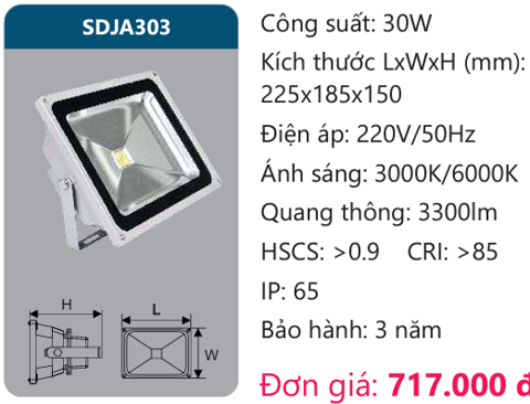 ĐÈN PHA LED 30W DUHAL SDJA303 / SDJA 303