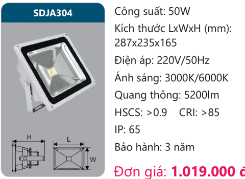 ĐÈN PHA LED 50W DUHAL SDJA304 / SDJA 304
