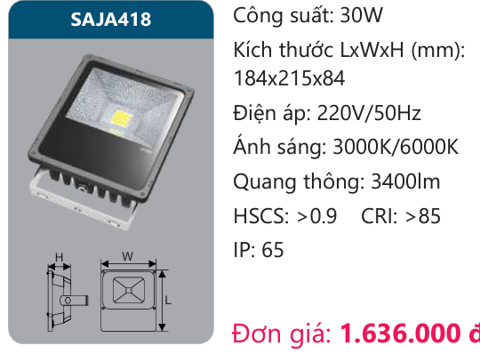 ĐÈN PHA LED DUHAL 30W SAJA418 / SAJA 418