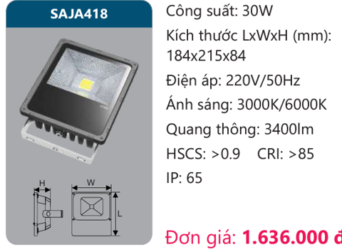  ĐÈN PHA LED DUHAL 30W SAJA418 / SAJA 418 