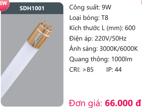 BÓNG ĐÈN TUÝP LED DUHAL SDH1001 ( 0,6M , 9W )