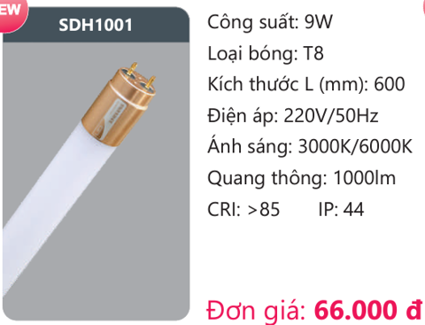  BÓNG ĐÈN TUÝP LED DUHAL SDH1001 ( 0,6M , 9W ) 