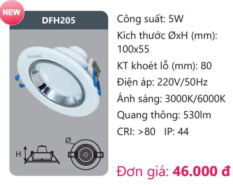 ĐÈN LED DOWLIGHT ÂM TRẦN DUHAL 5W - DFH205 / DFH 205