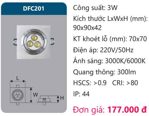 ĐÈN LED ÂM TRẦN CHIẾU ĐIỂM DUHAL 3W - DFC201 / SDFC201 / DFC 201 / SDFC 201