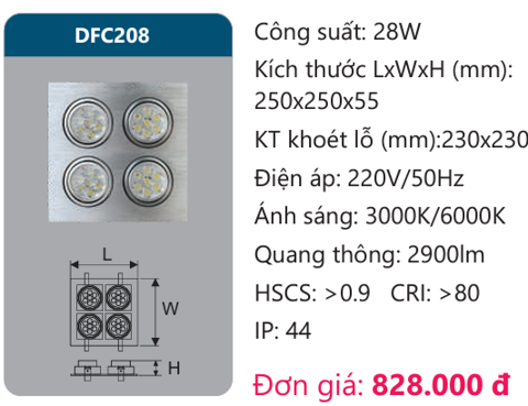 ĐÈN LED ÂM TRẦN CHIẾU ĐIỂM DUHAL 24W - DFC208 / SDFC208 / DFC 208 / SDFC 208 