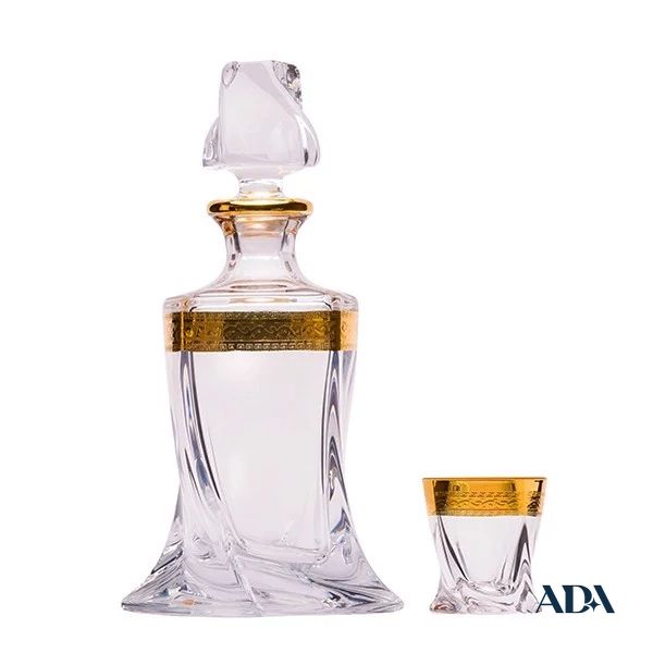  Bộ chai chén Whisky Quadro khảm vàng nhỏ 