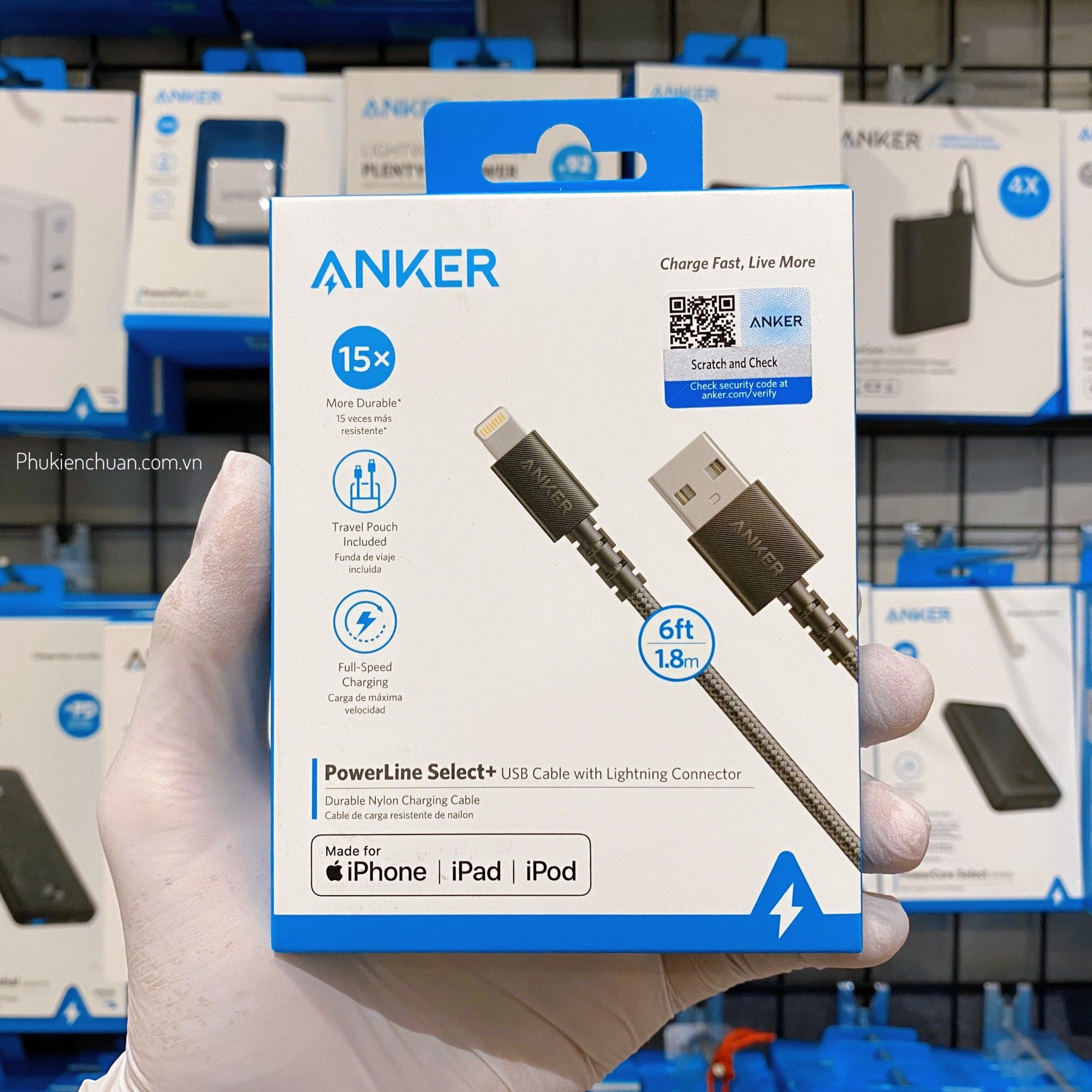Cáp Anker Lightning PowerLine Select+, dài 1.8m - Đen