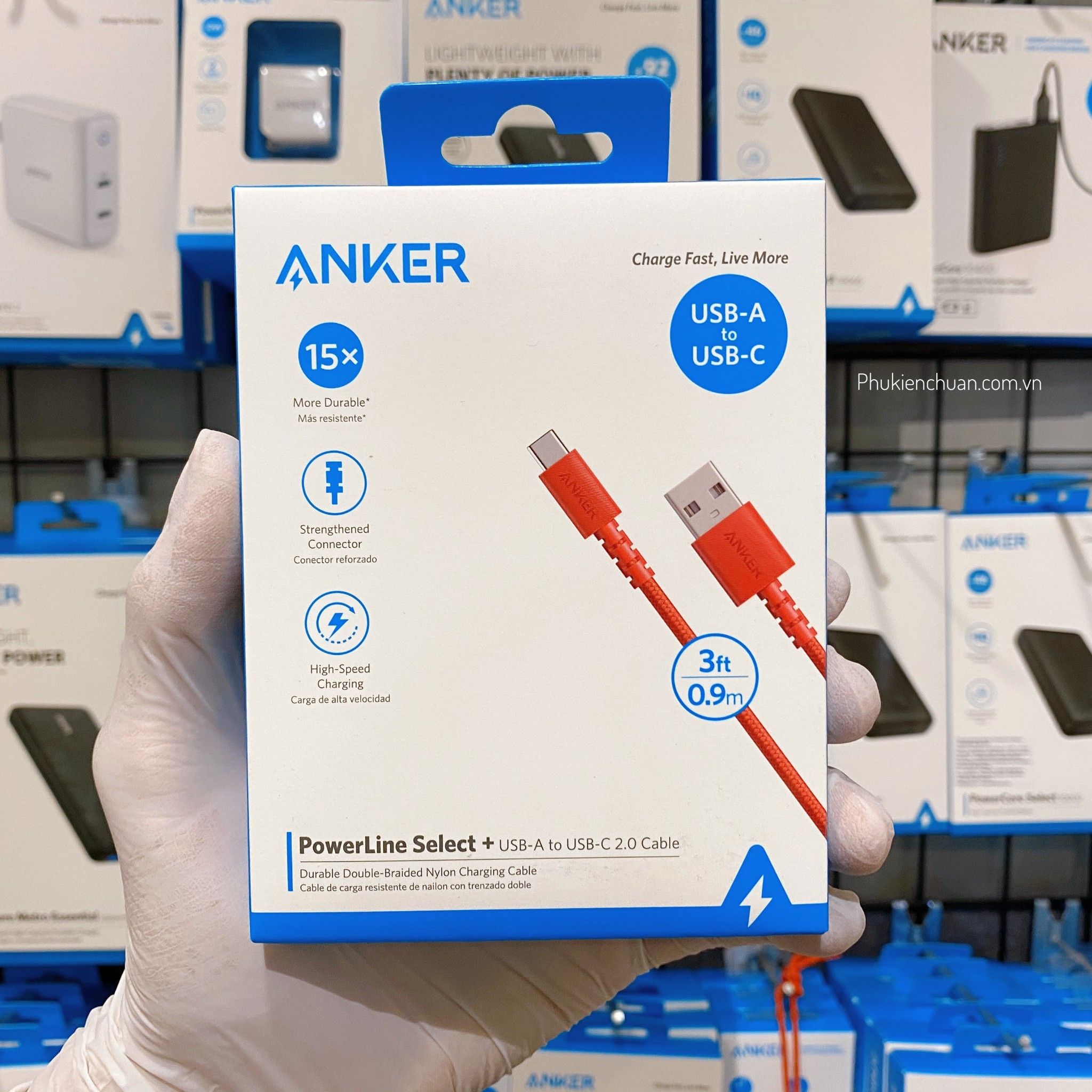Cáp Type-C Anker PowerLine Select+ USB 2.0 dài 0.9m - Đỏ