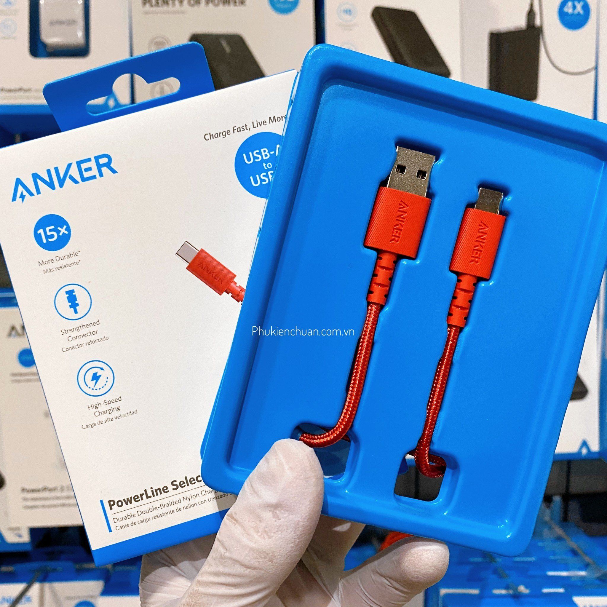 Cáp Type-C Anker PowerLine Select+ USB 2.0 dài 0.9m - Đỏ
