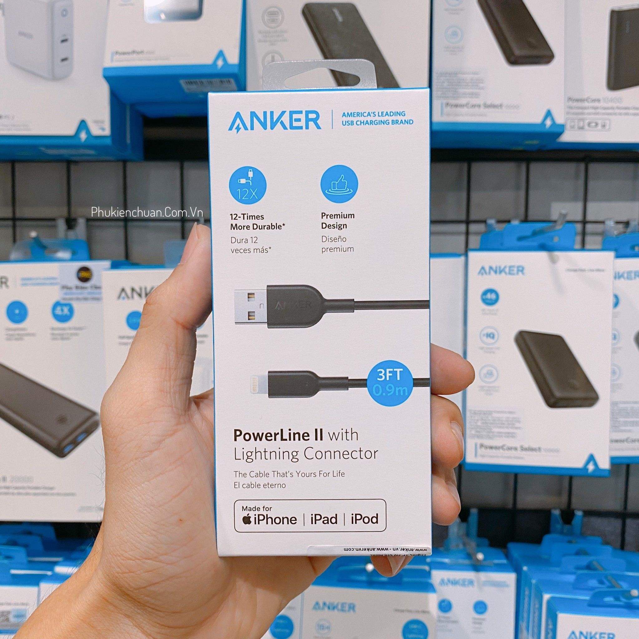 Cáp Lightning Anker Powerline II - Dài 0.9m - Đen