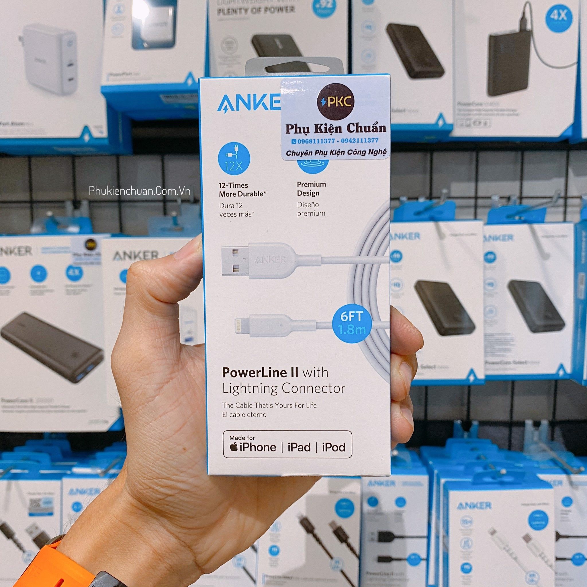 Cáp Lightning Anker Powerline II - Dài 1.8m - Trắng