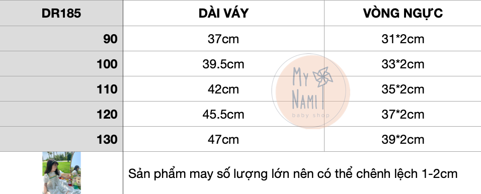 DR185 - Váy trắng hoa nhí xanh