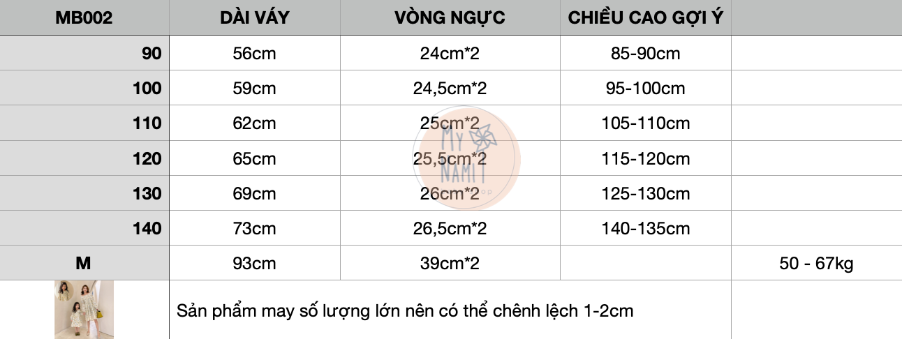 MB002 - Váy hoa mẹ và bé
