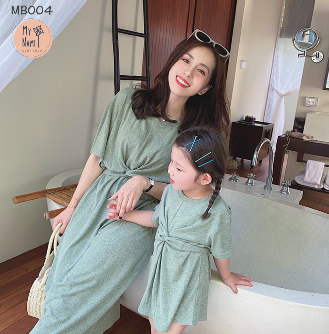 MB004 - Váy đôi mẹ và bé, chất thun, dây buộc eo