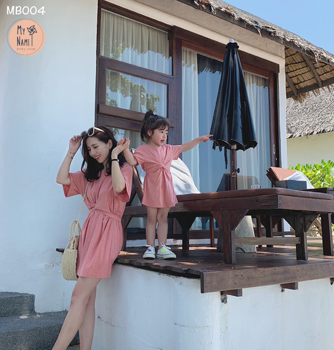 MB004 - Váy đôi mẹ và bé, chất thun, dây buộc eo