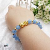  Vòng đá Aquamarine phối Tỳ Hưu Vàng 24k 