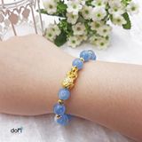  Vòng đá Aquamarine phối Tỳ Hưu Vàng 24k 