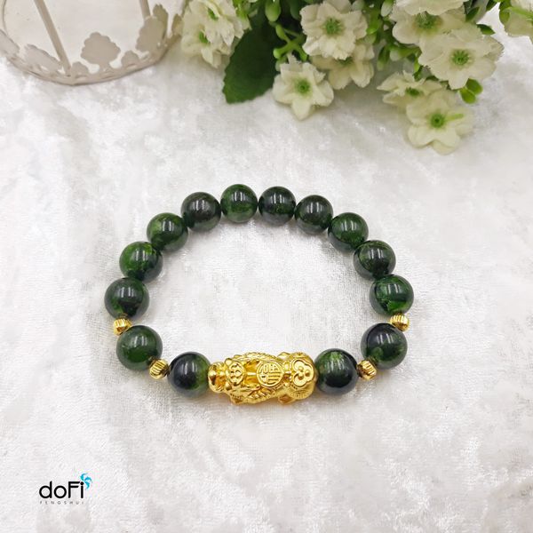  Vòng đá Diopside phối Tỳ Hưu Vàng 24k 