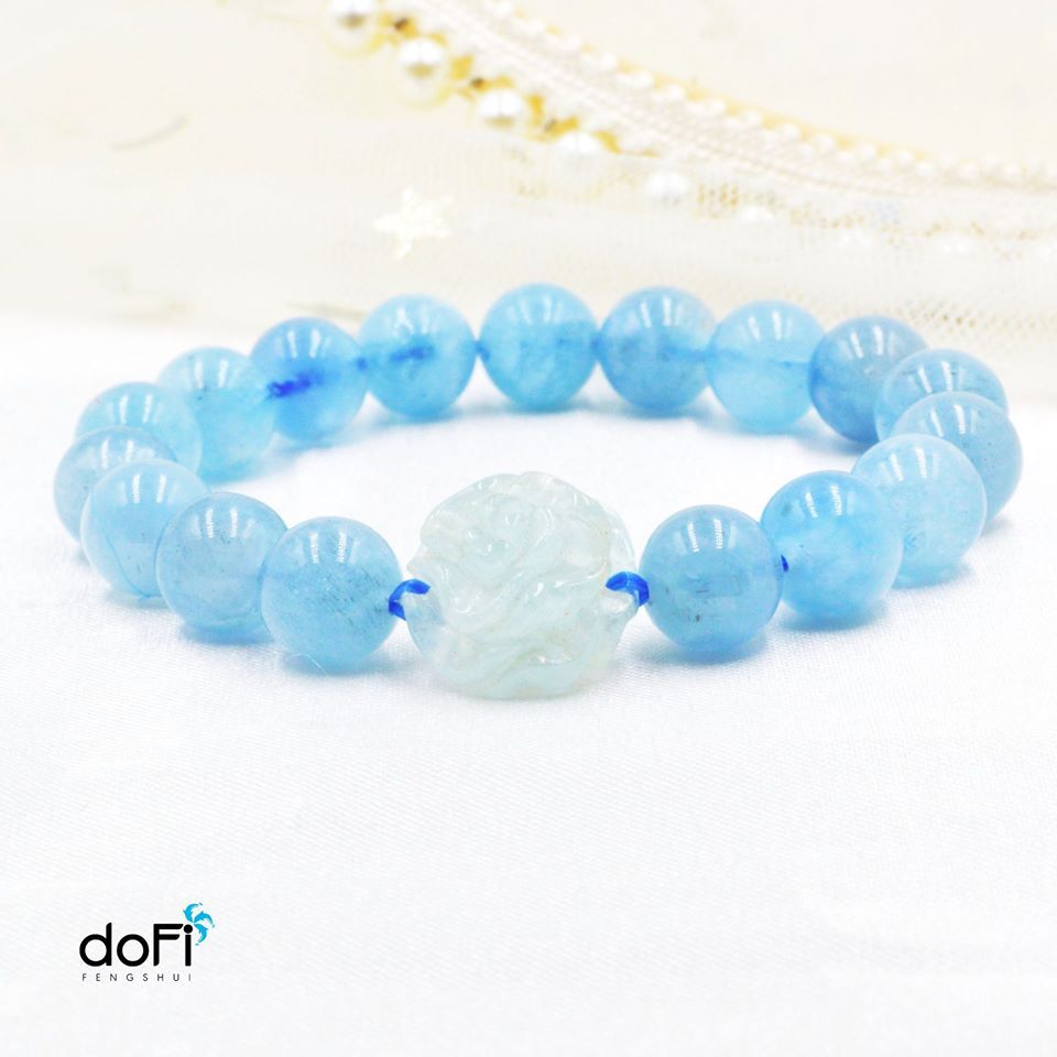  VÒNG TAY HOA MẪU ĐƠN ĐÁ AQUAMARINE 