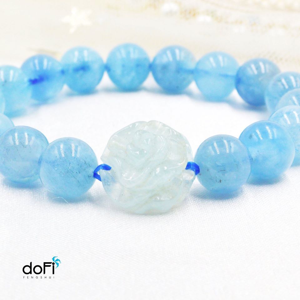  VÒNG TAY HOA MẪU ĐƠN ĐÁ AQUAMARINE 