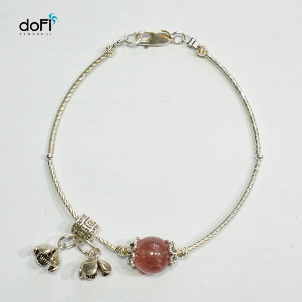 Hạt Ngọc Phương Đông Phối Đá Thạch Anh Dâu phối charm bạc 925