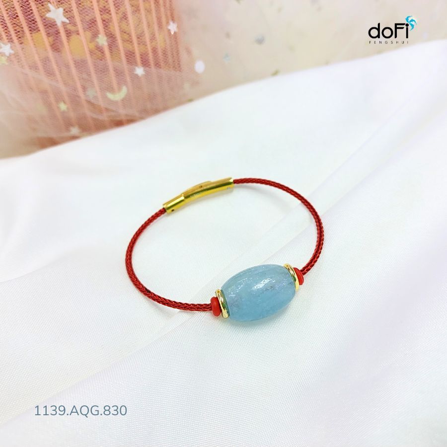  Vòng Lu Thống Hạt Gạo Aquamarine 