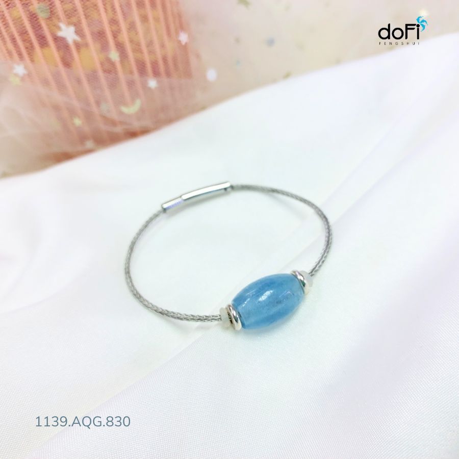  Vòng Lu Thống Hạt Gạo Aquamarine 