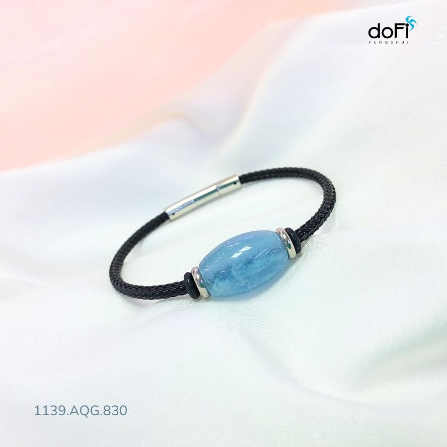  Vòng Lu Thống Hạt Gạo Aquamarine 