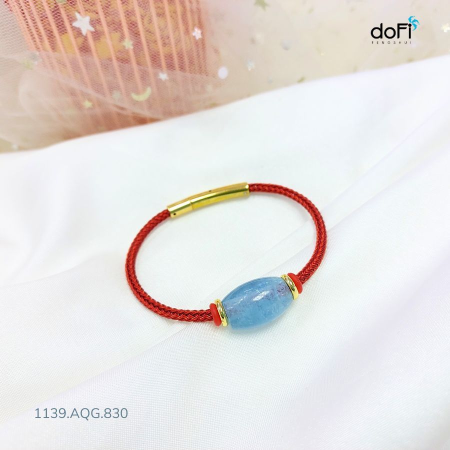  Vòng Lu Thống Hạt Gạo Aquamarine 